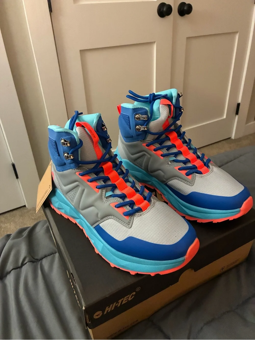 Hi-Tec Kids Hi-Top Sneakers in Gray, Blue & Coral